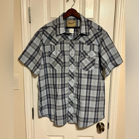 Wrangler Other - Men’s Wrangler Western Blue Plaid Snap Button Shirt